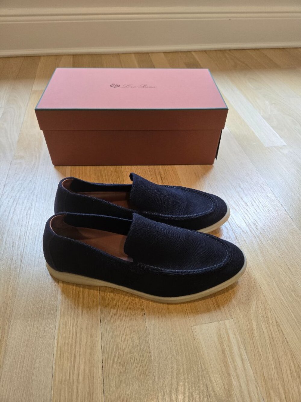 Loro Piana Blue Navy Knitted Summer Walk Loafers